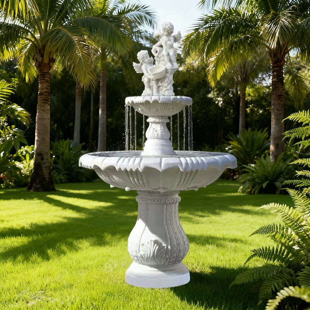 SOLARA Natural Sandstone Outdoor Fountain Continuous Flow Pump Natural Stone Grain Tranquil Garden Feature
