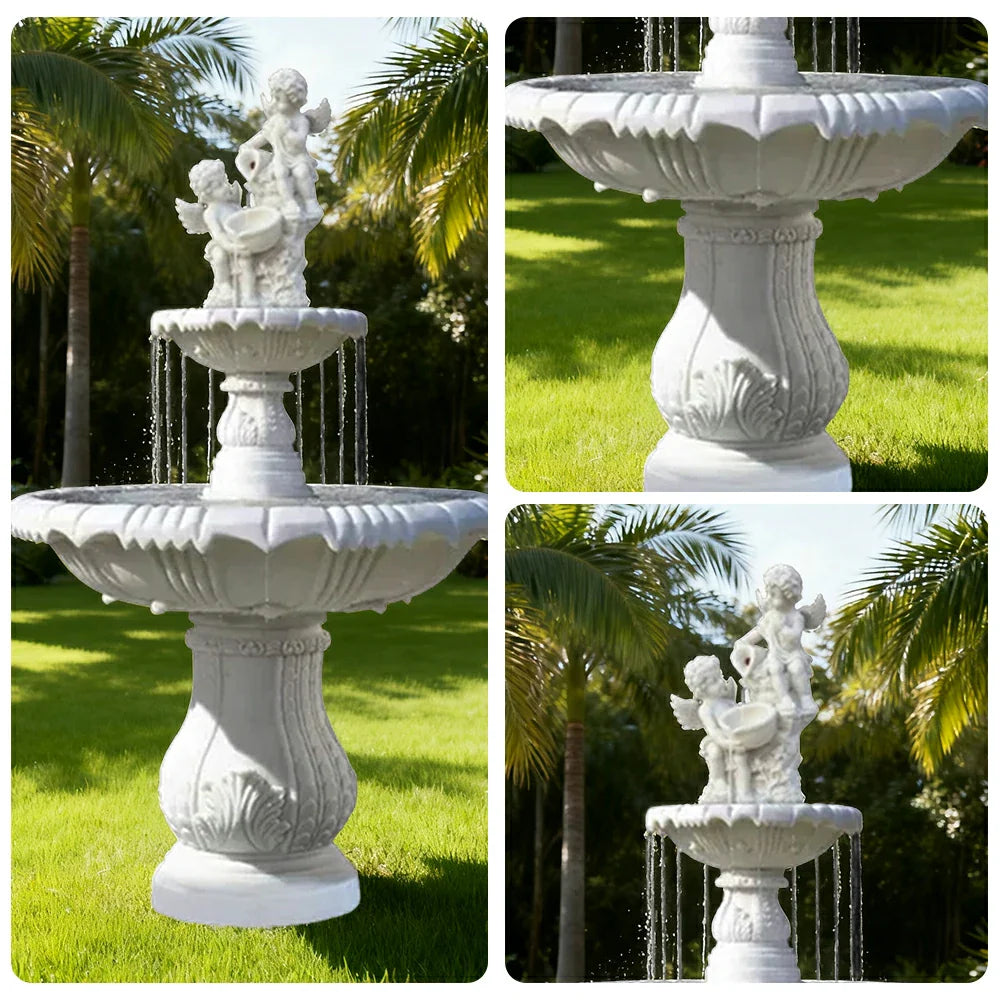 SOLARA Natural Sandstone Outdoor Fountain Continuous Flow Pump Natural Stone Grain Tranquil Garden Feature