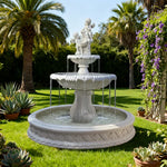 SOLARA Natural Sandstone Outdoor Fountain with 1.5m Fish Pond Continuous Flow Pump Natural Stone Grain Tranquil Garden Feature