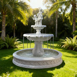 SOLARA Natural Sandstone Outdoor Fountain with 1.5m Fish Pond Continuous Flow Pump Natural Stone Grain Tranquil Garden Feature