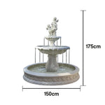 SOLARA Natural Sandstone Outdoor Fountain with 1.5m Fish Pond Continuous Flow Pump Natural Stone Grain Tranquil Garden Feature