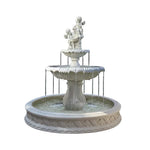SOLARA Natural Sandstone Outdoor Fountain with 1.5m Fish Pond Continuous Flow Pump Natural Stone Grain Tranquil Garden Feature