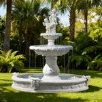 SOLARA Natural Sandstone Outdoor Fountain with 1.6m Fish Pond Continuous Flow Pump Natural Stone Grain Tranquil Garden Feature