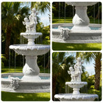 SOLARA Natural Sandstone Outdoor Fountain with 1.6m Fish Pond Continuous Flow Pump Natural Stone Grain Tranquil Garden Feature