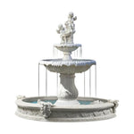 SOLARA Natural Sandstone Outdoor Fountain with 1.6m Fish Pond Continuous Flow Pump Natural Stone Grain Tranquil Garden Feature