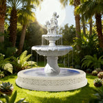 SOLARA Natural Sandstone Outdoor Fountain with 1.7m Fish Pond Continuous Flow Pump Natural Stone Grain Tranquil Garden Feature