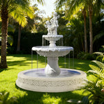 SOLARA Natural Sandstone Outdoor Fountain with 1.7m Fish Pond Continuous Flow Pump Natural Stone Grain Tranquil Garden Feature