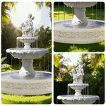 SOLARA Natural Sandstone Outdoor Fountain with 1.7m Fish Pond Continuous Flow Pump Natural Stone Grain Tranquil Garden Feature