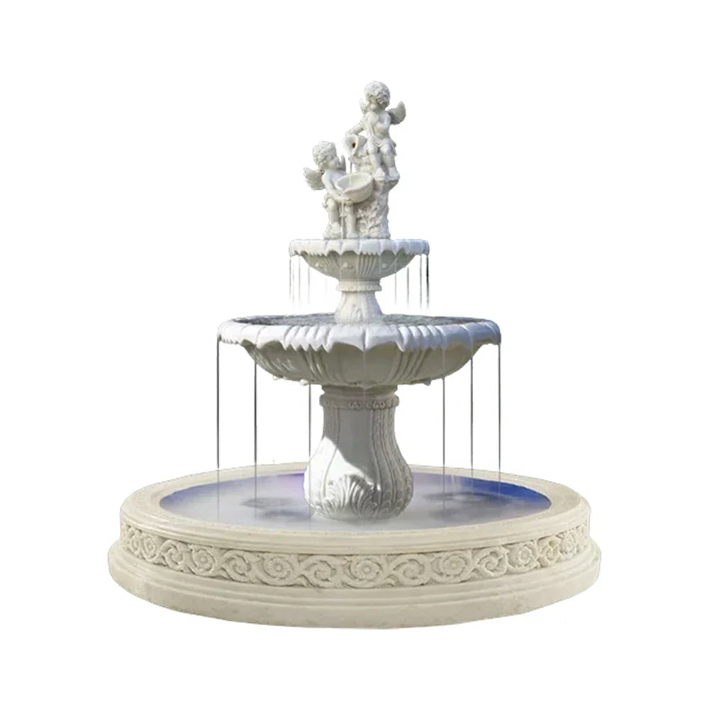 SOLARA Natural Sandstone Outdoor Fountain with 1.7m Fish Pond Continuous Flow Pump Natural Stone Grain Tranquil Garden Feature