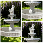 SOLARA Natural Sandstone Outdoor Fountain with 1.9m Fish Pond Continuous Flow Pump Natural Stone Grain Tranquil Garden Feature
