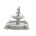 SOLARA Natural Sandstone Outdoor Fountain with 2.4m Fish Pond Continuous Flow Pump Natural Stone Grain Tranquil Garden Feature