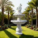 SOLARA Natural Sandstone Outdoor Fountain Built-In Pump Smooth Sandstone Finish Elegant Water Feature