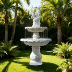 SOLARA Natural Sandstone Outdoor Fountain Built-In Pump Smooth Sandstone Finish Elegant Water Feature