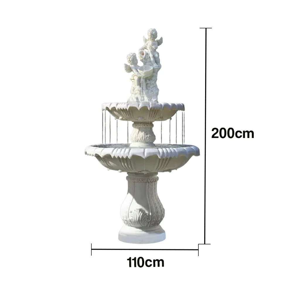 SOLARA Natural Sandstone Outdoor Fountain Built-In Pump Smooth Sandstone Finish Elegant Water Feature
