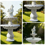 SOLARA Natural Sandstone Outdoor Fountain Built-In Pump Smooth Sandstone Finish Elegant Water Feature