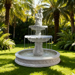 SOLARA Natural Sandstone Outdoor Fountain with 1.5m Fish Pond Built-In Pump Smooth Sandstone Finish Elegant Water Feature