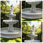 SOLARA Natural Sandstone Outdoor Fountain with 1.5m Fish Pond Built-In Pump Smooth Sandstone Finish Elegant Water Feature