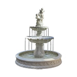 SOLARA Natural Sandstone Outdoor Fountain with 1.5m Fish Pond Built-In Pump Smooth Sandstone Finish Elegant Water Feature