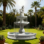 SOLARA Natural Sandstone Outdoor Fountain with 1.6m Fish Pond Built-In Pump Smooth Sandstone Finish Elegant Water Feature