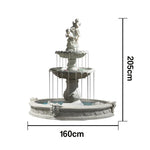 SOLARA Natural Sandstone Outdoor Fountain with 1.6m Fish Pond Built-In Pump Smooth Sandstone Finish Elegant Water Feature