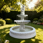 SOLARA Natural Sandstone Outdoor Fountain with 1.7m Fish Pond Built-In Pump Smooth Sandstone Finish Elegant Water Feature