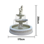 SOLARA Natural Sandstone Outdoor Fountain with 1.7m Fish Pond Built-In Pump Smooth Sandstone Finish Elegant Water Feature