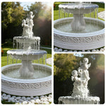 SOLARA Natural Sandstone Outdoor Fountain with 1.7m Fish Pond Built-In Pump Smooth Sandstone Finish Elegant Water Feature