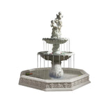 SOLARA Natural Sandstone Outdoor Fountain with 1.9m Fish Pond Built-In Pump Smooth Sandstone Finish Elegant Water Feature