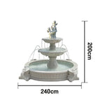 SOLARA Natural Sandstone Outdoor Fountain with 2.4m Fish Pond Built-In Pump Smooth Sandstone Finish Elegant Water Feature