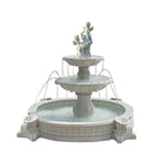 SOLARA Natural Sandstone Outdoor Fountain with 2.4m Fish Pond Built-In Pump Smooth Sandstone Finish Elegant Water Feature