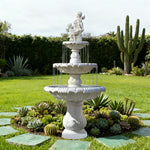 SOLARA Natural Sandstone Outdoor Fountain Hand-Polished Texture Continuous Water Flow Garden Centrepiece