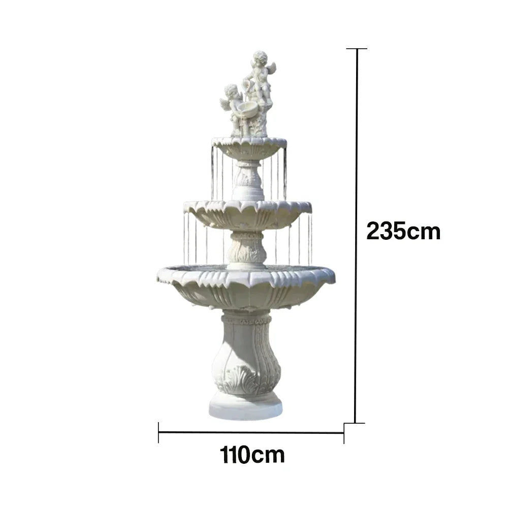 SOLARA Natural Sandstone Outdoor Fountain Hand-Polished Texture Continuous Water Flow Garden Centrepiece