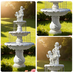 SOLARA Natural Sandstone Outdoor Fountain Hand-Polished Texture Continuous Water Flow Garden Centrepiece