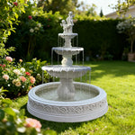 SOLARA Natural Sandstone Outdoor Fountain with 1.7m Fish Pond Hand-Polished Texture Continuous Water Flow Garden Centrepiece