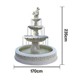 SOLARA Natural Sandstone Outdoor Fountain with 1.7m Fish Pond Hand-Polished Texture Continuous Water Flow Garden Centrepiece