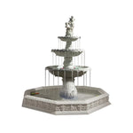 SOLARA Natural Sandstone Outdoor Fountain with 1.9m Fish Pond Hand-Polished Texture Continuous Water Flow Garden Centrepiece