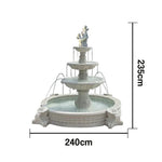 SOLARA Natural Sandstone Outdoor Fountain with 2.4m Fish Pond Hand-Polished Texture Continuous Water Flow Garden Centrepiece