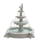 SOLARA Natural Sandstone Outdoor Fountain with 2.4m Fish Pond Hand-Polished Texture Continuous Water Flow Garden Centrepiece