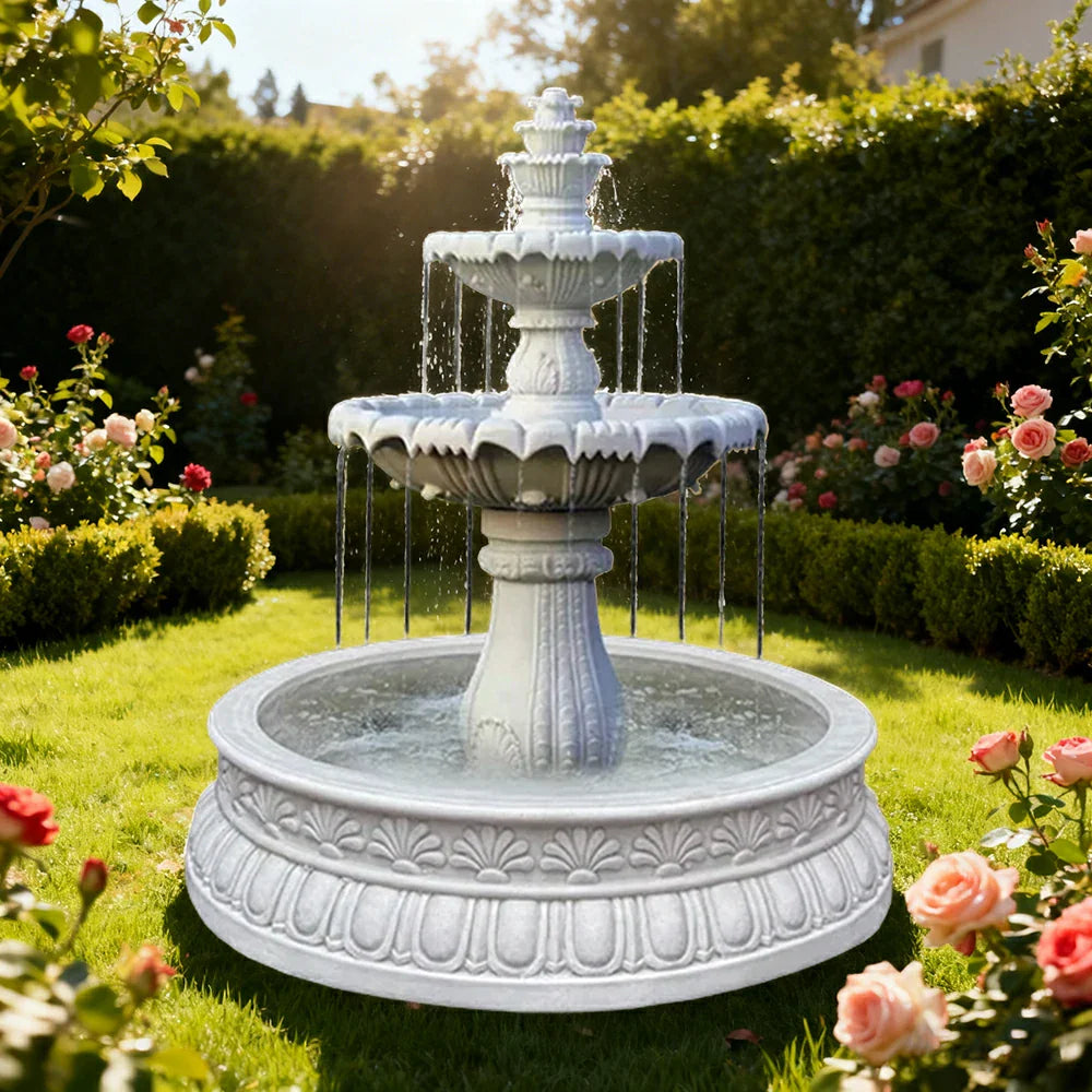 SOLARA Natural Sandstone Outdoor Fountain with 1.2m Fish Pond Circulation Pump Included Smooth Polished Stone Premium Water Feature