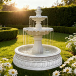 SOLARA Natural Sandstone Outdoor Fountain with 1.2m Fish Pond Circulation Pump Included Smooth Polished Stone Premium Water Feature