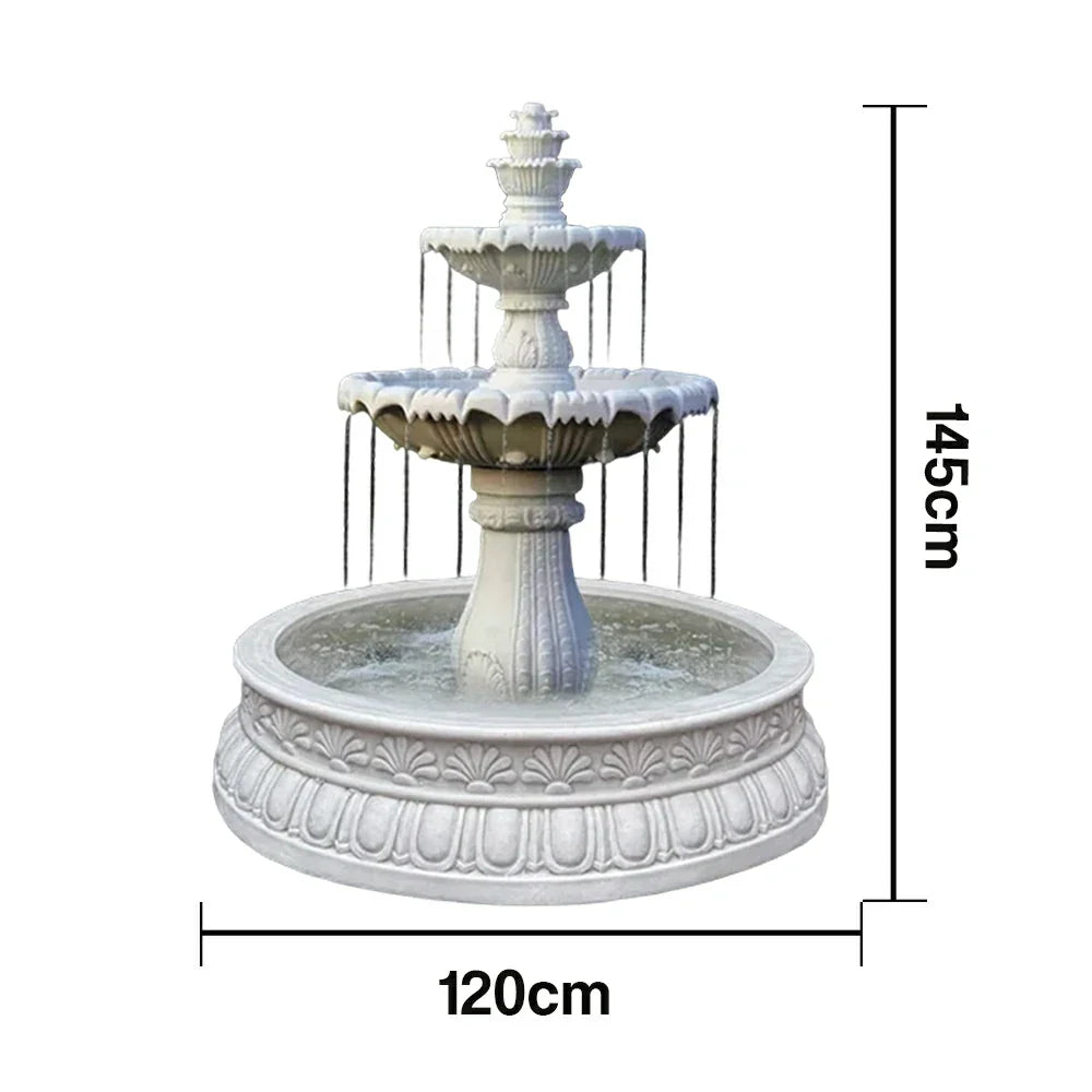 SOLARA Natural Sandstone Outdoor Fountain with 1.2m Fish Pond Circulation Pump Included Smooth Polished Stone Premium Water Feature