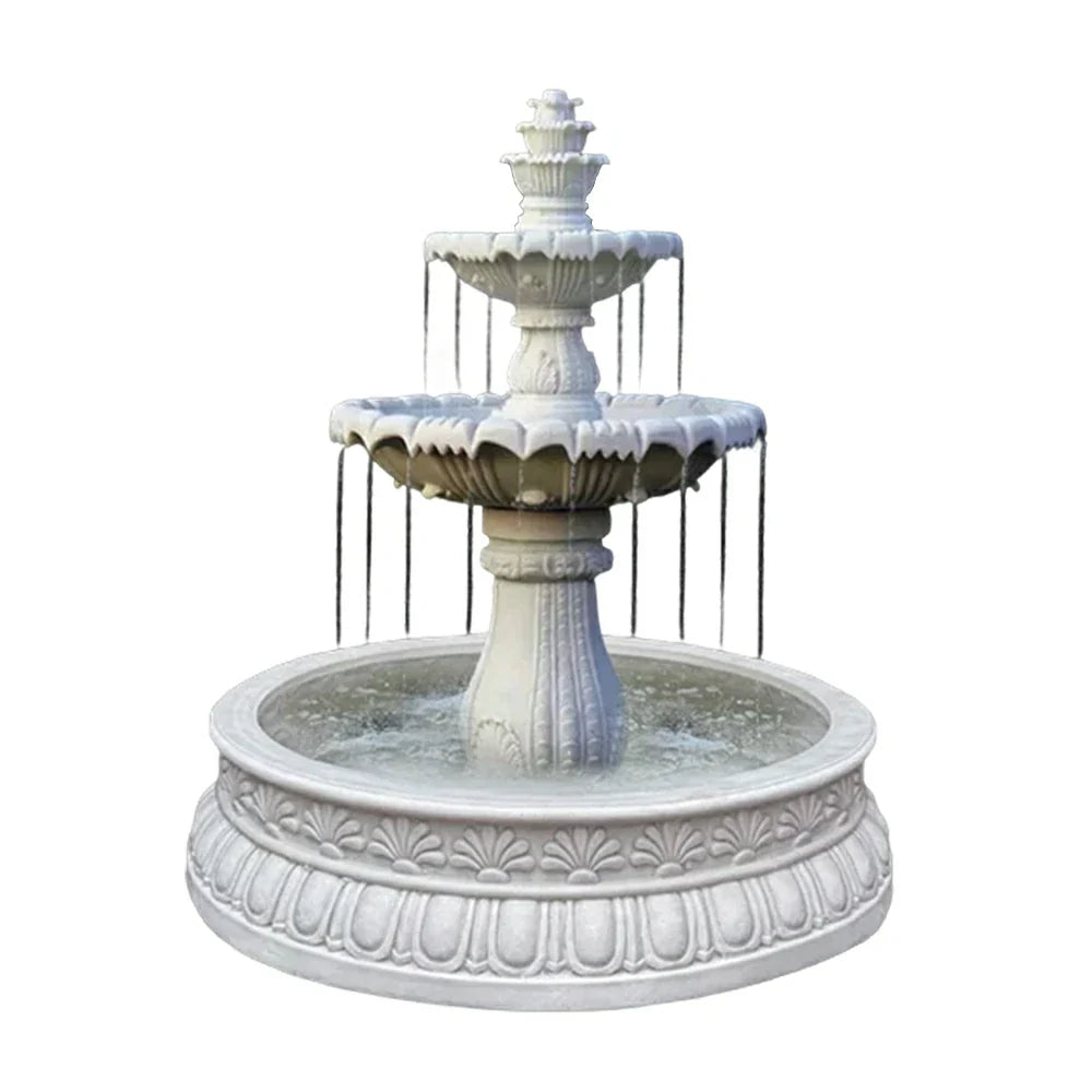SOLARA Natural Sandstone Outdoor Fountain with 1.2m Fish Pond Circulation Pump Included Smooth Polished Stone Premium Water Feature