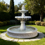 SOLARA Natural Sandstone Outdoor Fountain with 1.5m Fish Pond Circulation Pump Included Smooth Polished Stone Premium Water Feature