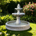 SOLARA Natural Sandstone Outdoor Fountain with 1.5m Fish Pond Circulation Pump Included Smooth Polished Stone Premium Water Feature