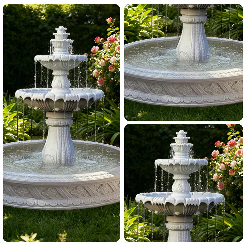 SOLARA Natural Sandstone Outdoor Fountain with 1.5m Fish Pond Circulation Pump Included Smooth Polished Stone Premium Water Feature