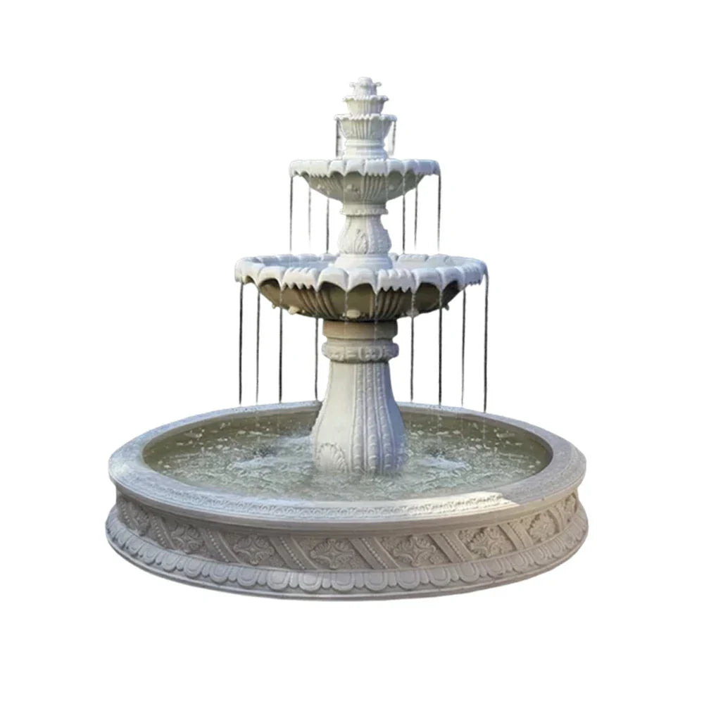 SOLARA Natural Sandstone Outdoor Fountain with 1.5m Fish Pond Circulation Pump Included Smooth Polished Stone Premium Water Feature