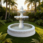 SOLARA Natural Sandstone Outdoor Fountain with 1.7m Fish Pond Circulation Pump Included Smooth Polished Stone Premium Water Feature
