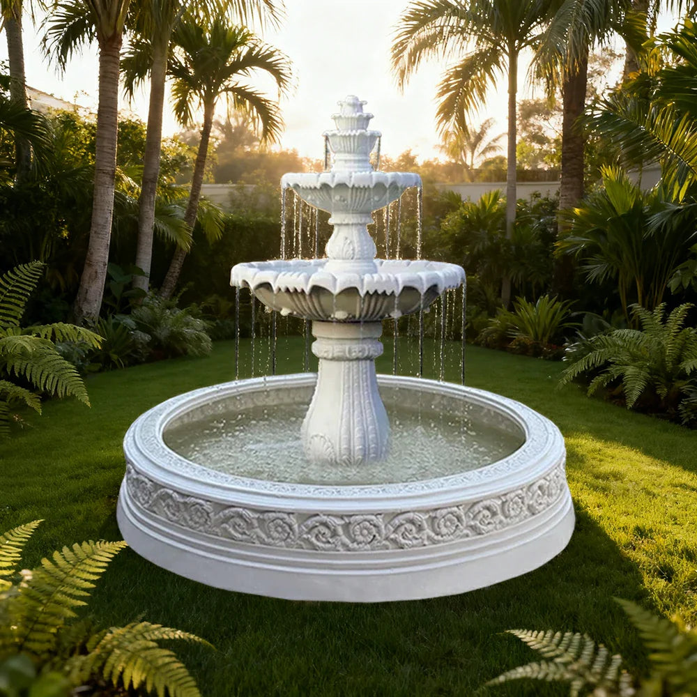 SOLARA Natural Sandstone Outdoor Fountain with 1.7m Fish Pond Circulation Pump Included Smooth Polished Stone Premium Water Feature