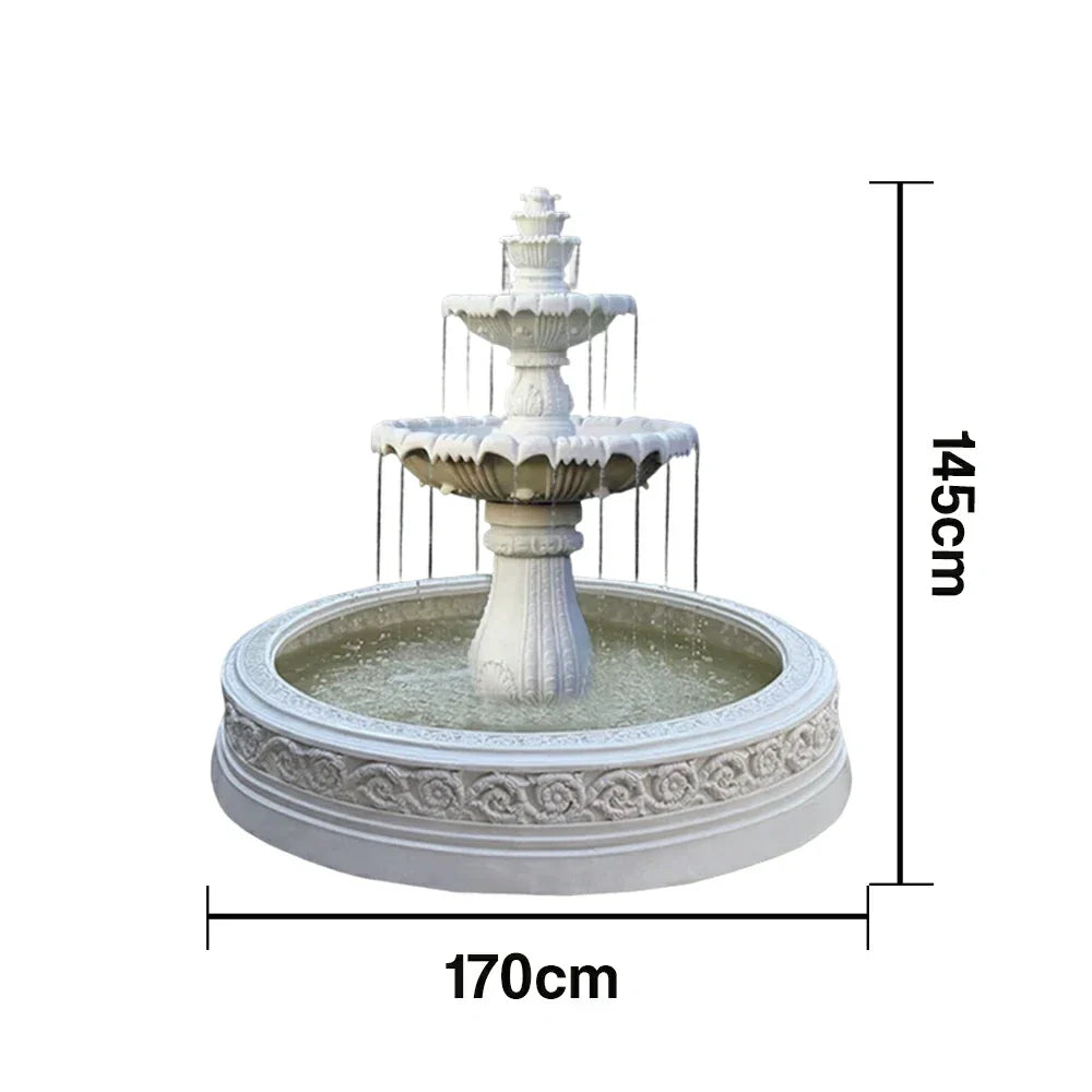 SOLARA Natural Sandstone Outdoor Fountain with 1.7m Fish Pond Circulation Pump Included Smooth Polished Stone Premium Water Feature