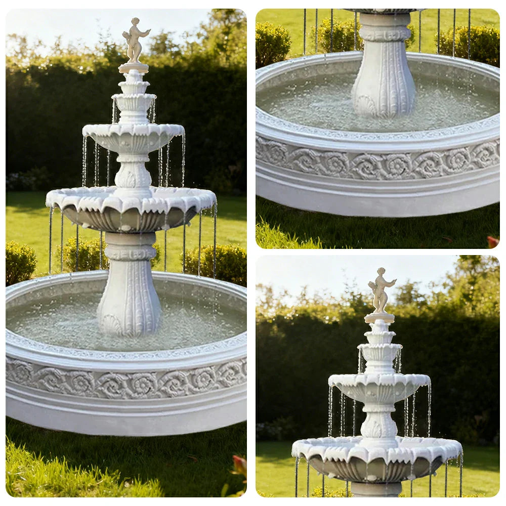 SOLARA Natural Sandstone Outdoor Fountain with 1.7m Fish Pond Circulation Pump Included Smooth Polished Stone Premium Water Feature